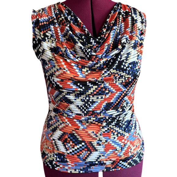 Womens Top Size Large Geometric Indie Abstract Professional Summer Office Wear - Picture 1 of 7